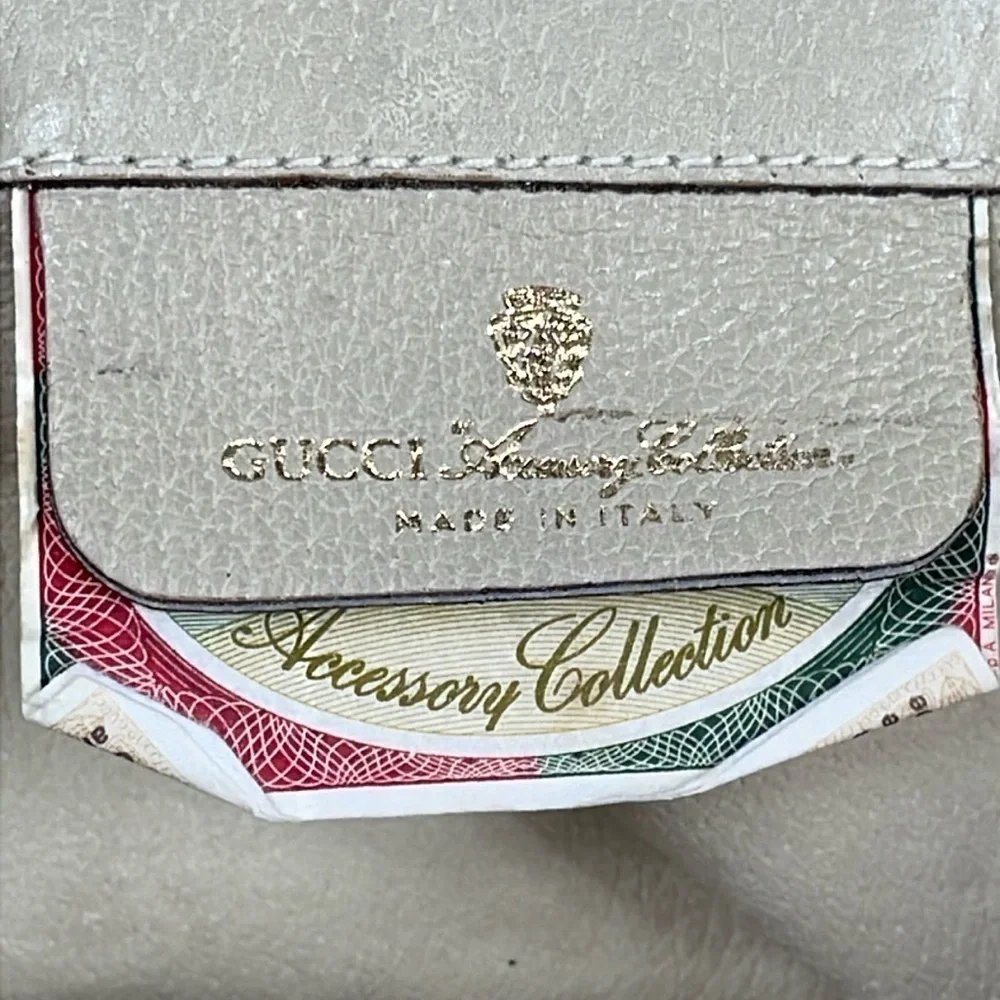 Vintage Gucci Beige Double Flap Clutch Bag Sherry Web Trim